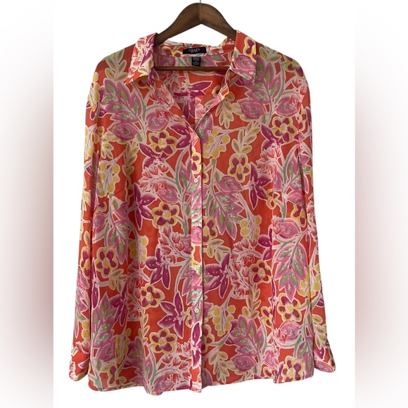 Chaps Tops - CHAPS 3X Colorful Floral Watercolor Shirt Button Up Long Sleeve Preppy Work Wear